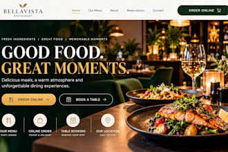 design wix restaurant website menu online ordering table reservation website