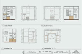 create detailed dressing room shop drawings in autocad