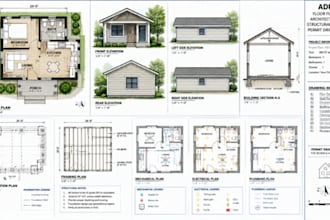 create 2d adu floor plans, architectural, structural and mep permit drawings