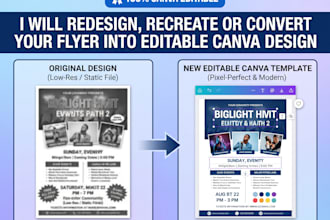 redesign, recreate or convert your flyer into an editable canva design