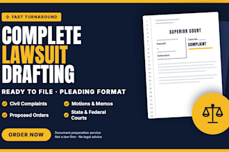 draft a complete lawsuit complaint and motion for your court case