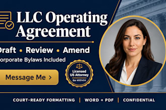 draft, review or amend your llc operating agreement and corporate bylaws