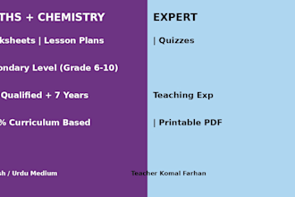creat maths and chemistry worksheets, lesson plans , quizzes