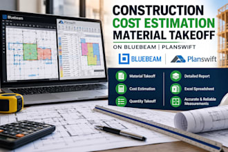 do construction cost estimation material takeoff on bluebeam, planswift