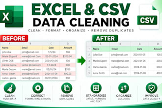 clean, format, and organize excel or CSV files
