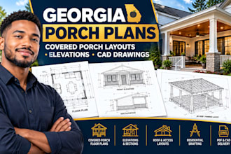 create georgia covered porch plans and residential permit drawings