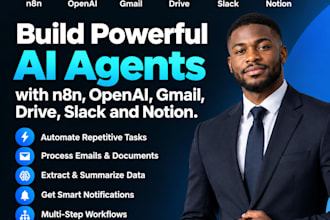 build ai agents using n8n, openai, gmail, drive, slack and notion