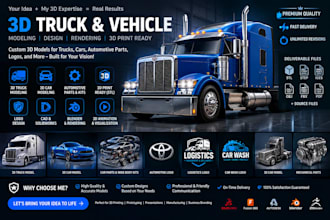 create custom 3d truck models, vehicle designs and 3d print ready stl fil