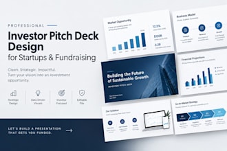 design mckinsey style investor pitch deck presentation for startups and fundings