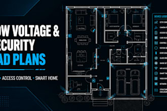 draft low voltage, cctv, access control, smart home cad device placement plan