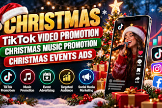 christmas tiktok video promotion christmas music promotion, christmas events ads