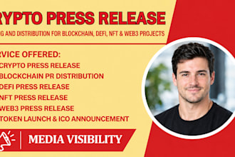 write and distribute crypto press release for blockchain defi nft web3 project