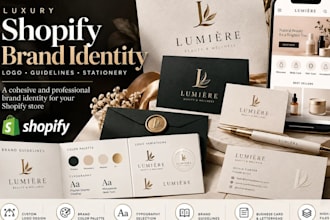 design a luxury shopify brand identity, guidelines and stationery