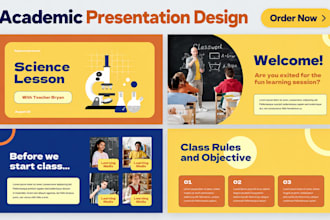 design animated, engaging academic powerpoint slides for lectures presentations