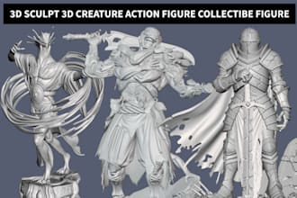 sculpt 3d creatures monsters, collectible figure, 3d model for 3d printing