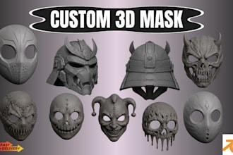 sculpt custom 3d mask helmet wearable mask, cosplay helmet mask stl model
