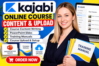kajabi elearning course content writer PPT slide training manual course upload