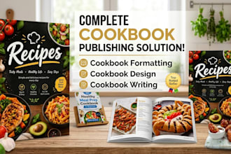 write edit design cookbook recipe book journal cover design formatter food menu