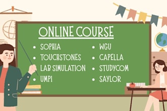 do sophia, touchstones, lab simulation, umpi, wgu, capella, studycom, saylor