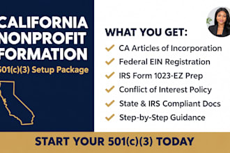 do california nonprofit 501c3 application articles incorporation ein tax exempt