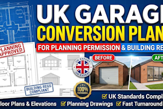 draw uk garage conversion plans for building regulation and planning permission
