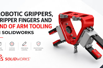 design robotic grippers, gripper fingers and end of arm tooling in solidworks 3d