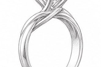 draw custom engagement wedding promise and signet ring pencil sketches