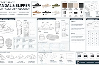create factory ready sandal and slipper tech pack for production