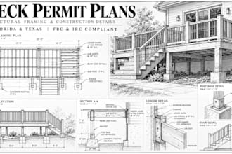 florida and texas deck permit plans and structural framing details