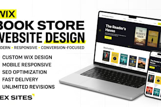 design a wix ecommerce bookstore website for online bookshop, wix author website