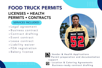 assist food truck permits, vendor license, health permits and catering agreement