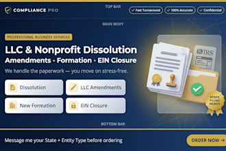 dissolve llc or nonprofit dissolution llc ammendment, formation and close ein