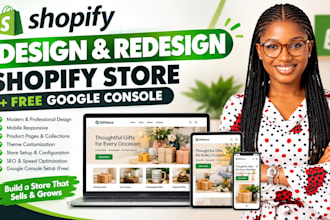 do shopify SEO and design shopify gift store for seasonal and personalized gifts