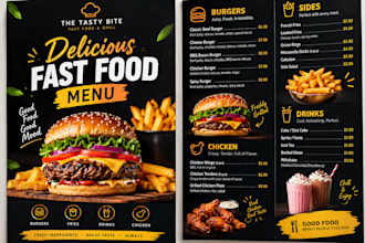 create a custom fast food menu design for your food business