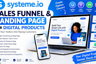 build systeme io sales funnel and landing page for digital product