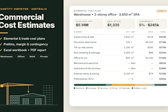 prepare a detailed construction cost estimate as a quantity surveyor