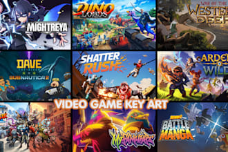 design video game key art, game cover art, game posters promotional graphics
