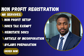 with nonprofit registration, 501c3 tax exemption and bylaws
