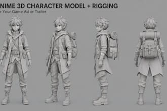 create anime 3d character model and rigging for your game ad or trailer