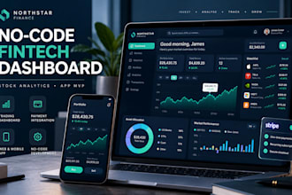 build no code fintech app stock trading dashboard website with stripe payments