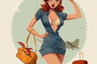 pin up girl and pin up girl illustration