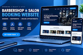 create a modern barbershop and salon booking website