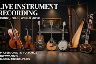 record live cello, viola, dobro, bouzouki, banjo, harp, sitar for your project