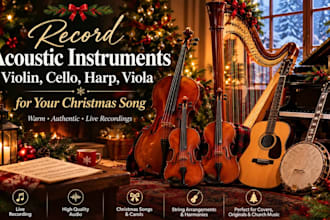 record acoustic instruments violin cello harp viola for your christmas song