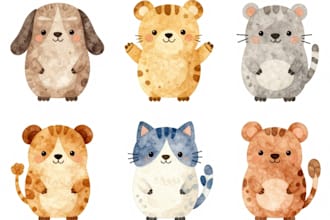 draw cute watercolor animals