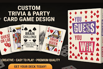 design custom trivia cards, party card, playing card  poker cards game with deck