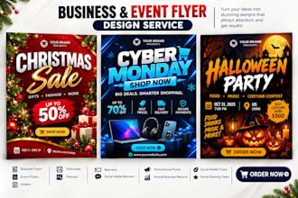 make halloween, cyber monday, christmas , black friday flyer