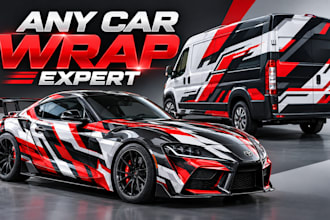 do custom race car wrap design vehicle wrap and commercial van graphics design