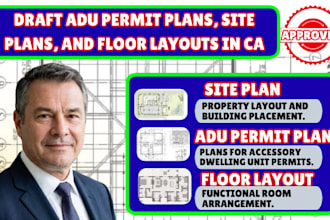 draft adu permit plans, site plans, and floor layouts in ca
