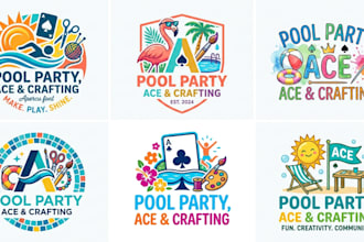 do a custom pool party, ace, and crafting brand logo